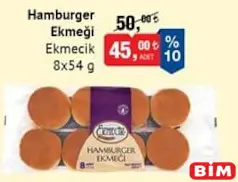 EKMECİK HAMBURGER EKMEĞİ 8X54 G EKMECİK HAMBURGER EKMEĞİ 8X54 G